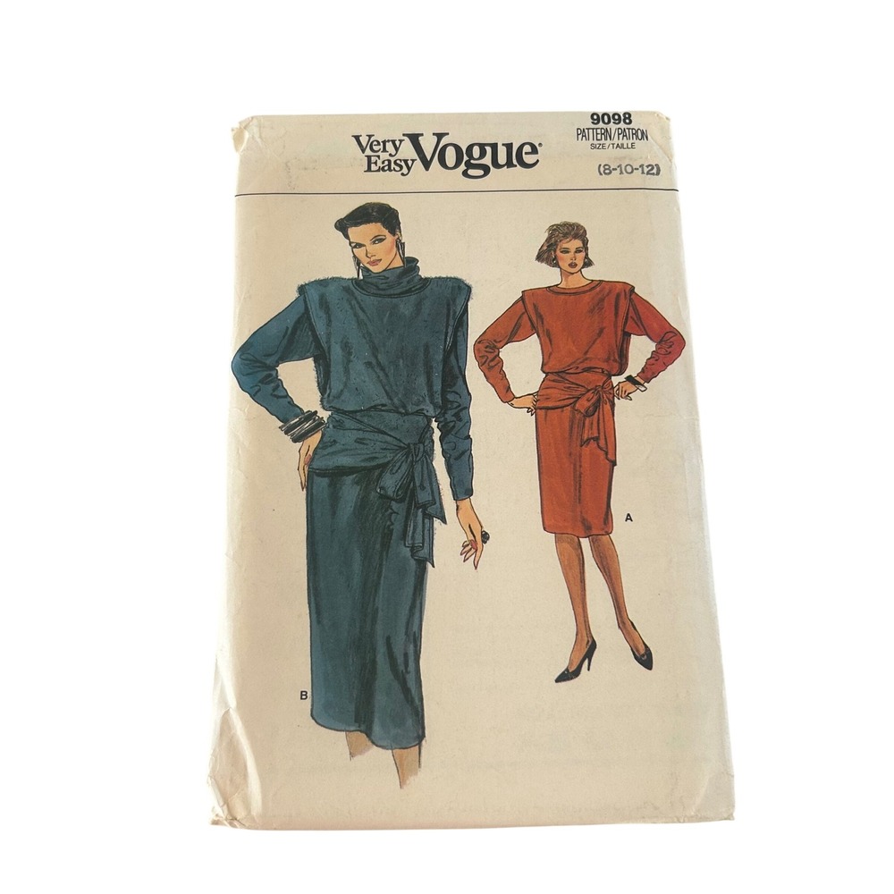 Vogue Sewing Pattern 9098 Misses Size 8-10-12 Multi Dress Vest Uncut 80s Vintage